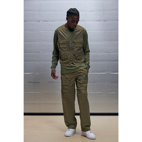 Ensemble utilitaire en mesh avec débardeur cargo et pantalon zippé - S - Boohooman - Modalova