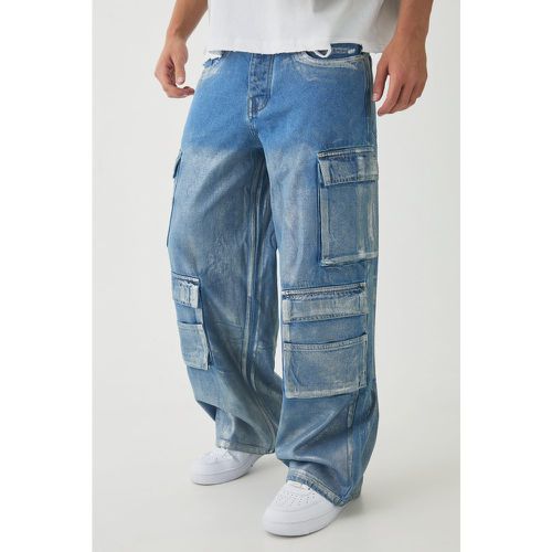 Jean cargo baggy métallisé - 28R - Boohooman - Modalova