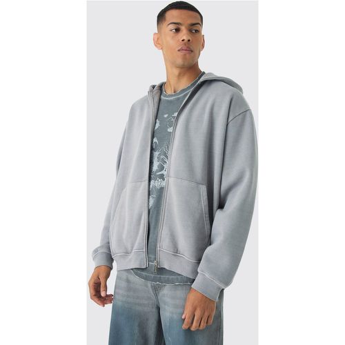 Sweat à capuche oversize zippé délavé homme - S - Boohooman - Modalova