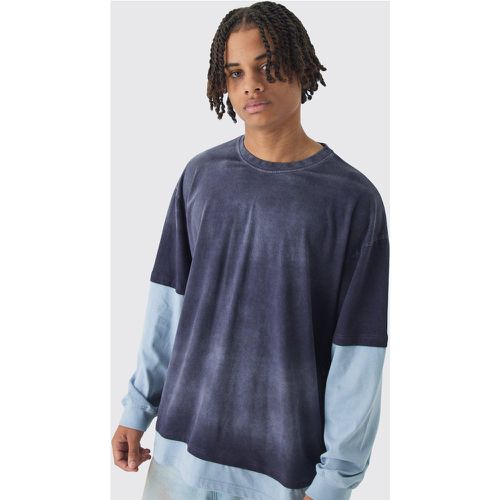 T-shirt oversize délavé à manches longues - S - Boohooman - Modalova