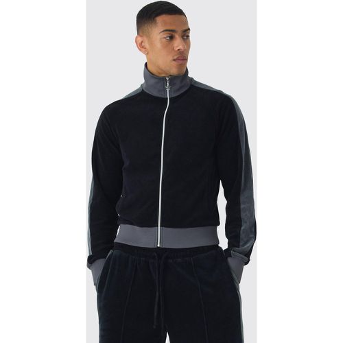 Top de survêtement à col montant en velours homme - S - Boohooman - Modalova