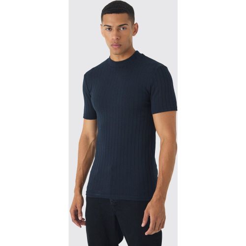T-shirt moulant en maille côtelée épaisse - L - Boohooman - Modalova