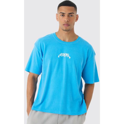 T-shirt oversize délavé imprimé - S - Boohooman - Modalova