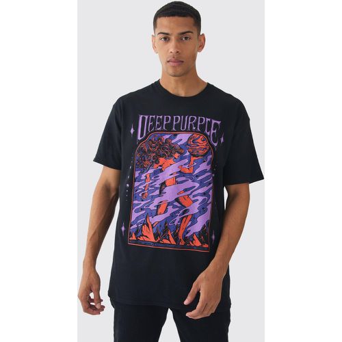 Oversized Deep Purple Band License Print T-Shirt - XS - Boohooman - Modalova