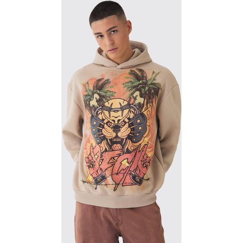 Sweat à capuche oversize à imprimé tatouage - S - Boohooman - Modalova