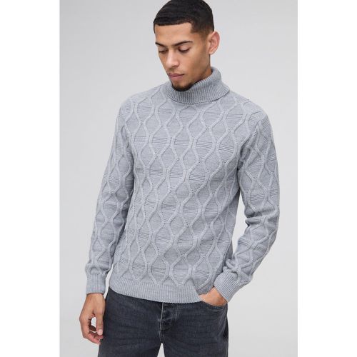 Pull en maille torsadée à col roulé - S - Boohooman - Modalova