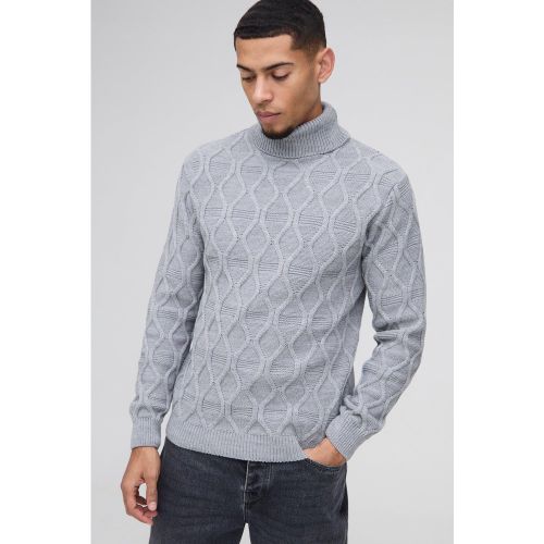 Pull en maille torsadée à col roulé - XS - Boohooman - Modalova