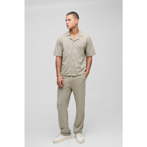 Ensemble avec chemise oversize piqué et pantalon - S - Boohooman - Modalova