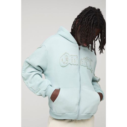 Sweat à capuche oversize zippé à bords bruts - S - Boohooman - Modalova