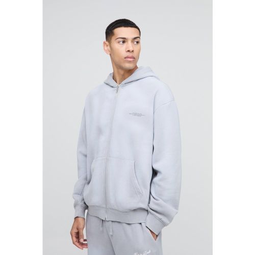 Sweat à capuche oversize zippé délavé - S - Boohooman - Modalova