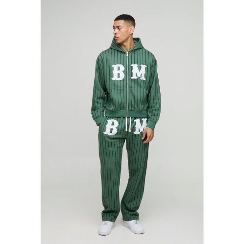 Survêtement oversize zippé à rayures fines - S - Boohooman - Modalova