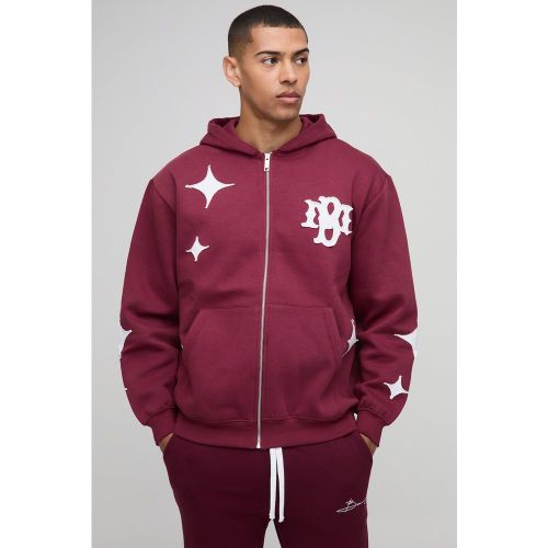 Sweat à capuche oversize zippé à écusson étoile - S - Boohooman - Modalova
