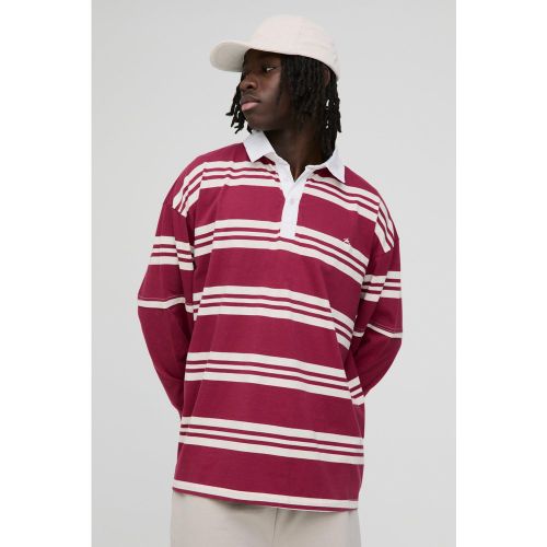 Polo oversize à manches longues et logo homme - S - Boohooman - Modalova