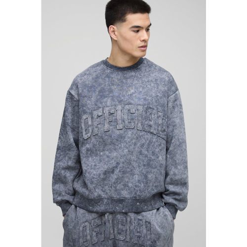 Sweat oversize délavé à écusson - Official - S - Boohooman - Modalova