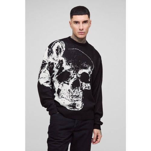 Tall - Pull en maille oversize à imprimé papillon et crâne - M - Boohooman - Modalova