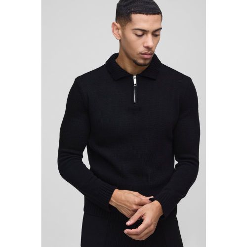 Polo zippé en maille - S - Boohooman - Modalova