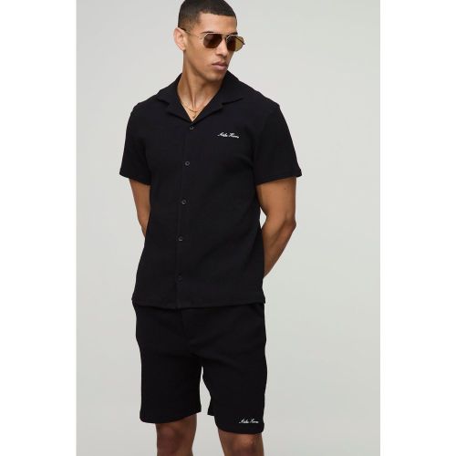Ensemble en tissu crêpe avec chemise et short - S - Boohooman - Modalova