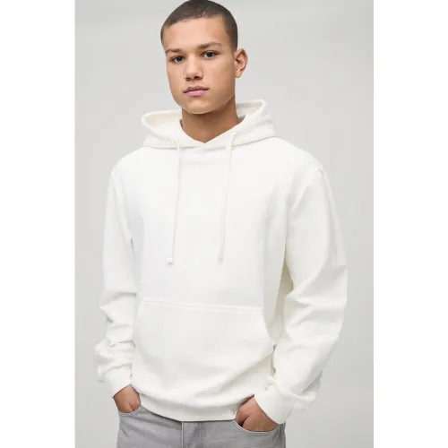Sweat à capuche côtelé à motif jacquard homme - S - Boohooman - Modalova