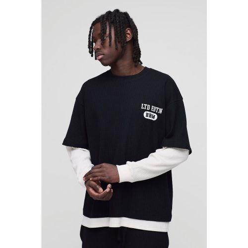 T-shirt oversize imprimé à manches contrastantes - S - Boohooman - Modalova