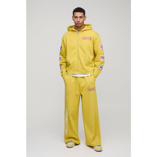 Survêtement oversize zippé à imprimé moto - S - Boohooman - Modalova