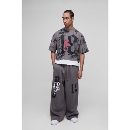Ensemble oversize universitaire avec t-shirt oversize et jogging - S - Boohooman - Modalova