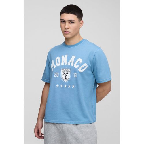 T-shirt oversize délavé à imprimé Monaco - S - Boohooman - Modalova
