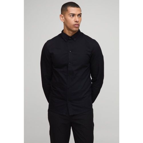 Chemise slim à col boutonné et manches longues - S - Boohooman - Modalova