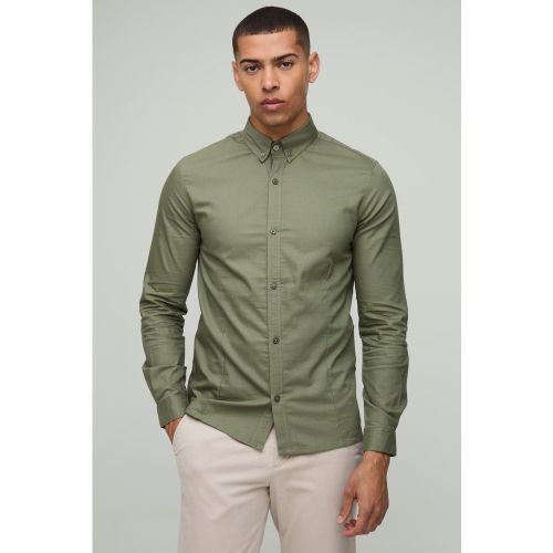 Chemise slim à col boutonné et manches longues - S - Boohooman - Modalova