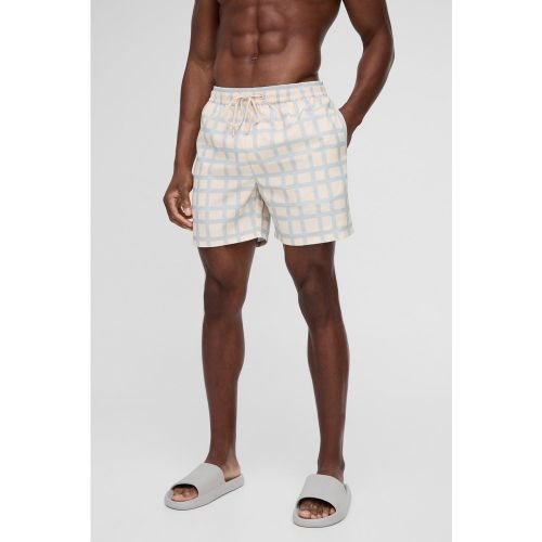 Short de bain mi-long à carreaux - S - Boohooman - Modalova