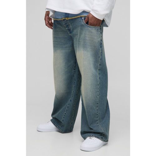 Grande taille - Jean large délavé - 38 - Boohooman - Modalova