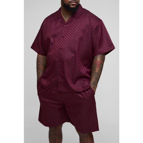 Grande taille - Ensemble satiné avec chemise oversize à carreaux et short - XXXL - Boohooman - Modalova