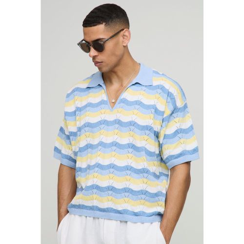 Polo oversize rayé en crochet - S - Boohooman - Modalova