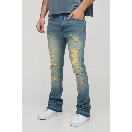 Jean flare skinny à volants - 28R - Boohooman - Modalova