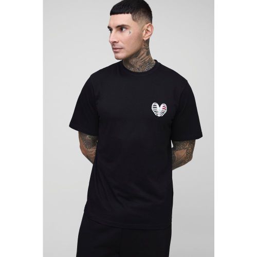 Tall - T-shirt à broderie cœur - S - Boohooman - Modalova