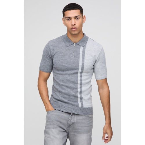 Polo zippé effet color block à manches courtes - S - Boohooman - Modalova