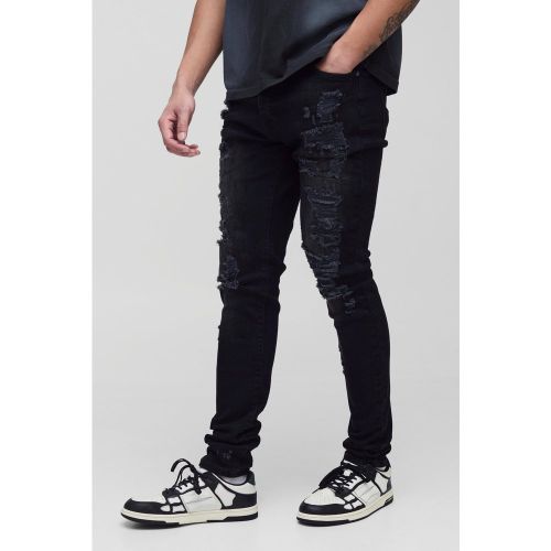 Tall Skinny Stretch All Over Rip Jeans - 30 - Boohooman - Modalova