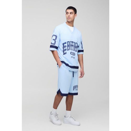 Tall - Ensemble universitaire à col V en mesh et short - S - Boohooman - Modalova