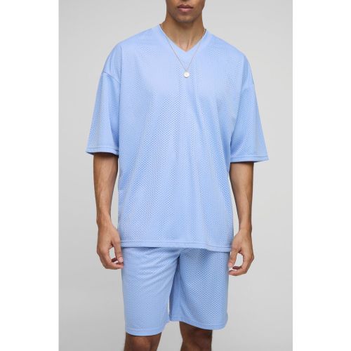 Ensemble oversize à col V en mesh avec short - S - Boohooman - Modalova