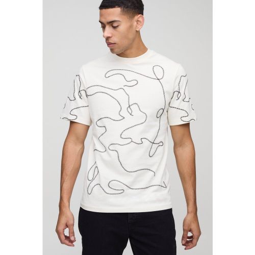 T-shirt dessin au point brodé - S - Boohooman - Modalova