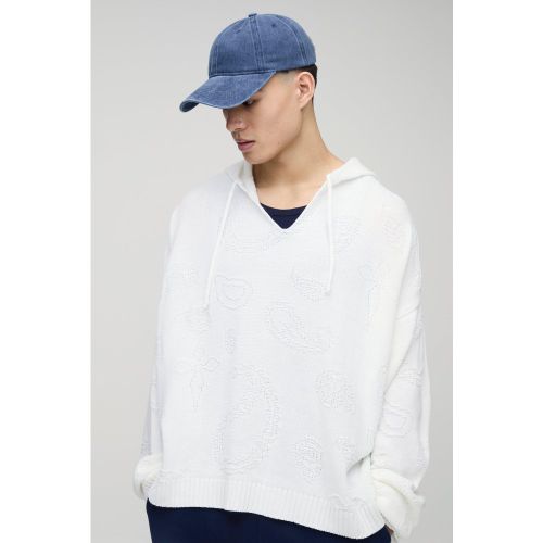 Sweat à capuche oversize à col V et imprimé cachemire - S - Boohooman - Modalova