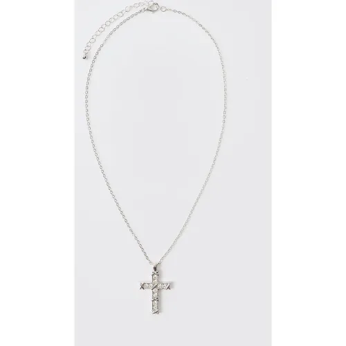 Collier à pendentif croix strassé - ONE SIZE - Boohooman - Modalova