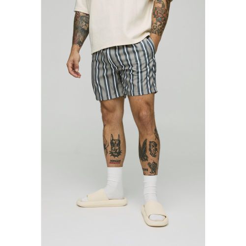 Short de bain mi-long à rayures - S - Boohooman - Modalova