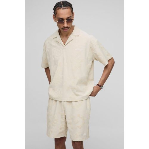 Ensemble oversize à motif jacquard avec polo et short homme - S - Boohooman - Modalova
