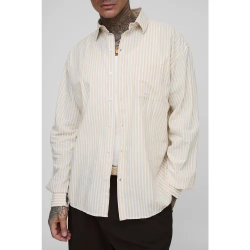 Tall - Chemise oversize à rayures et manches longues - 2XL - Boohooman - Modalova