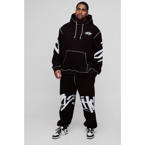 Plus" Oversized Man Graffiti Rope Drawcord Hooded Tracksuit - Xxxl - boohoo - Modalova