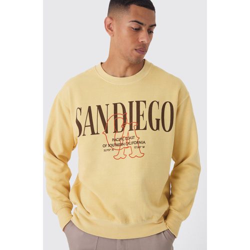 Sweat Délavé À Imprimé San Diego - L - boohoo - Modalova