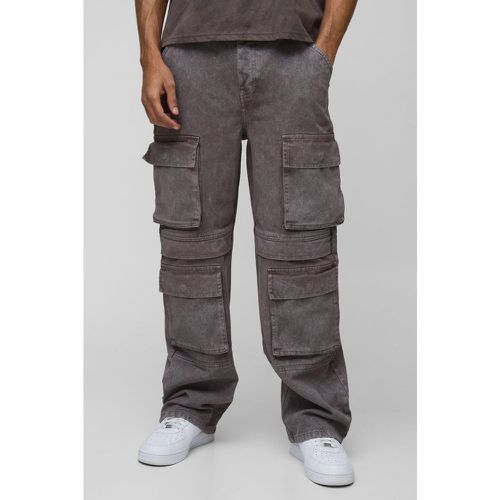 Jean Cargo Large Délavé À Poches Multiples - 34R - boohoo - Modalova