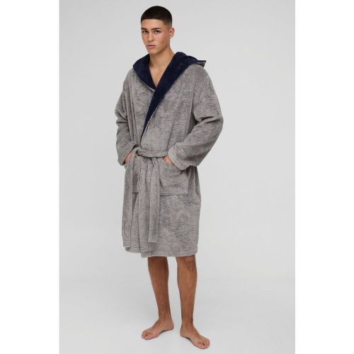 Dressing gown de chambre en polaire à capuche - L - Boohooman - Modalova