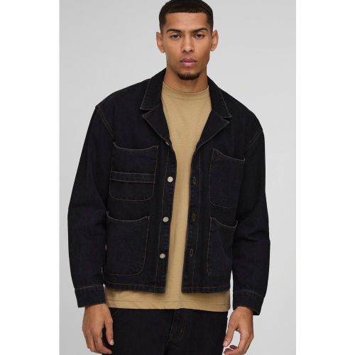 Chemise oversize en jean à poches charpentières - S - Boohooman - Modalova