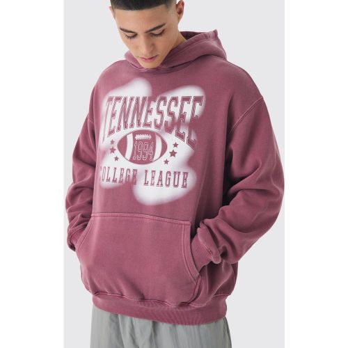 Sweat à capuche oversize universitaire délavé à imprimé New York - S - Boohooman - Modalova